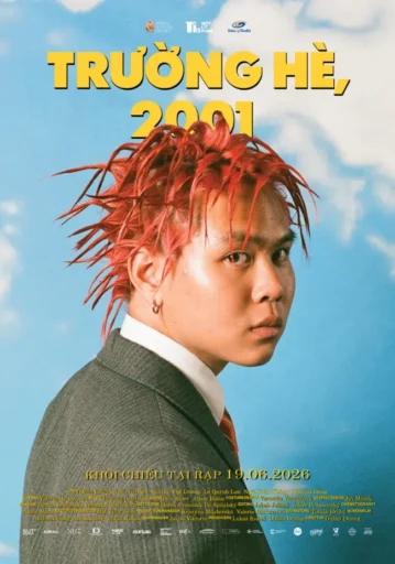 Poster chính phim Trường Hè, 2001 với nhân vật Kiên mái tóc nhuộm đỏ đầy cá tính