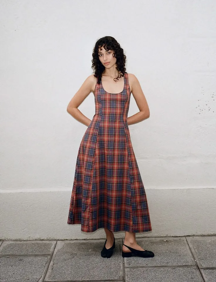 Đầm 2 dây caro gingham