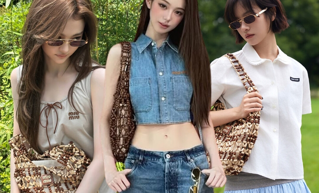 Jang Wonyoung, Ella Gross vintage cùng túi kết hạt Miu Miu Mesh Bag