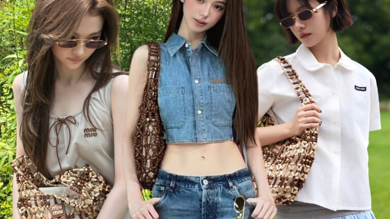 Jang Wonyoung, Ella Gross vintage cùng túi kết hạt Miu Miu Mesh Bag